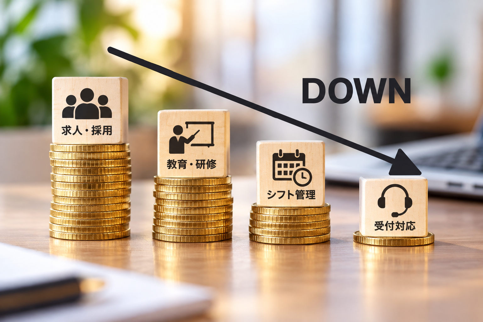 受付スタッフを雇う負担を削減するイメージ