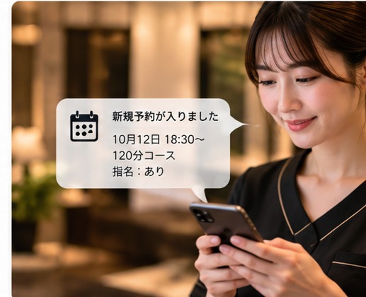 セラピストへの予約共有のイメージ